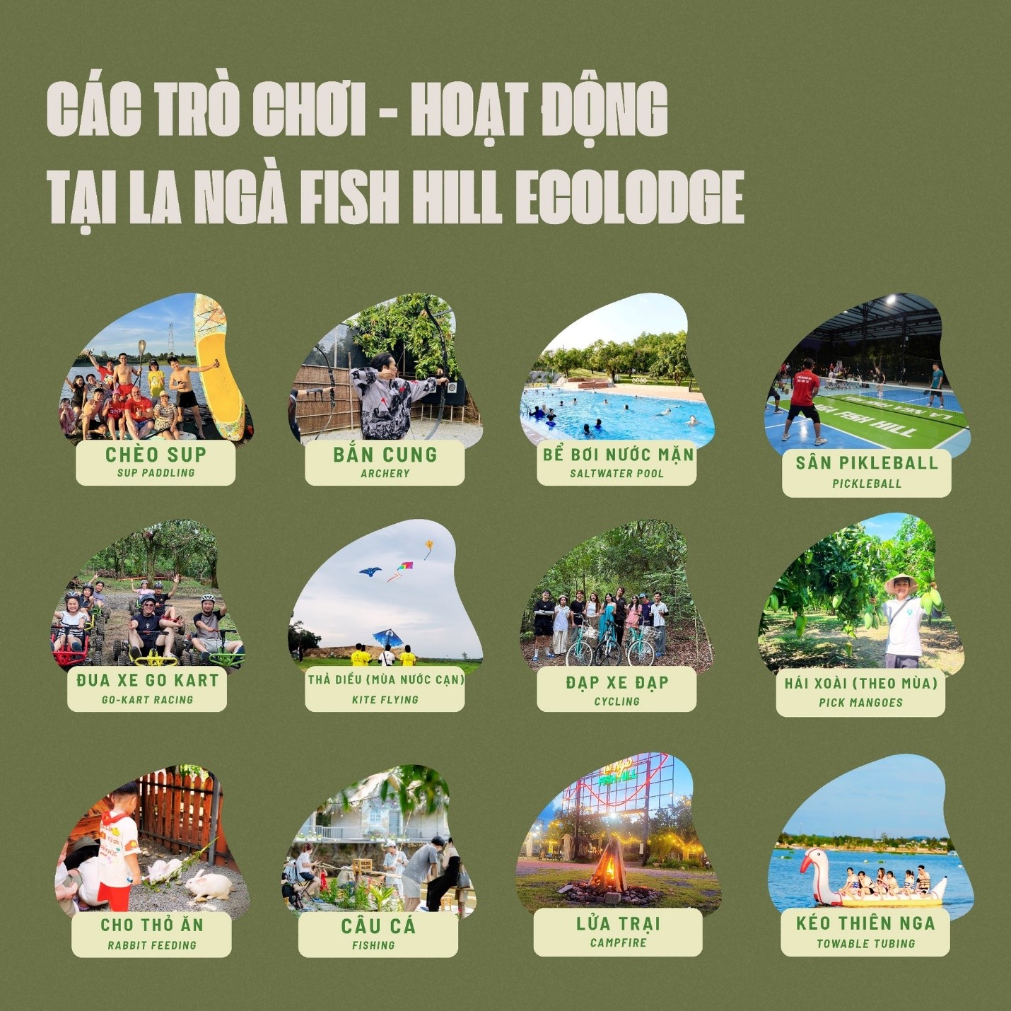 Các hoạt động vui chơi giải trí tại Langa Fish Hill